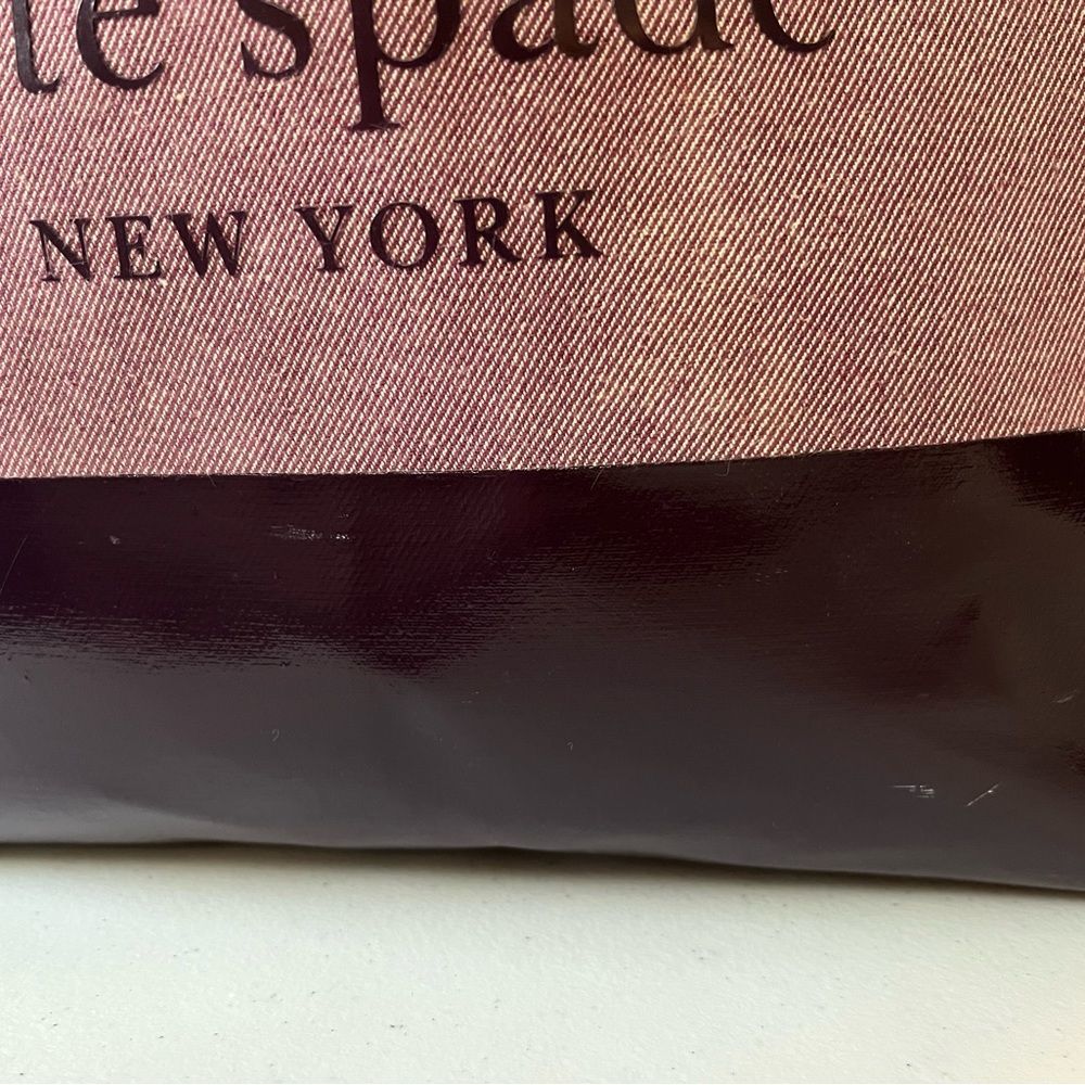 Kate Spade Ash Street Logo Triple Compartment Tote GUC Cotton Twill Leather Trim - Picture 9 of 14